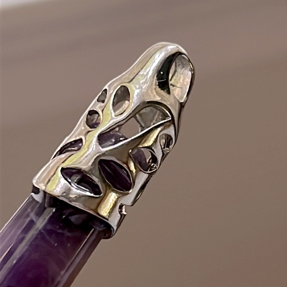 Genuine Amethyst 6- Sided Pendant Point in Silver - Picture 9 of 11